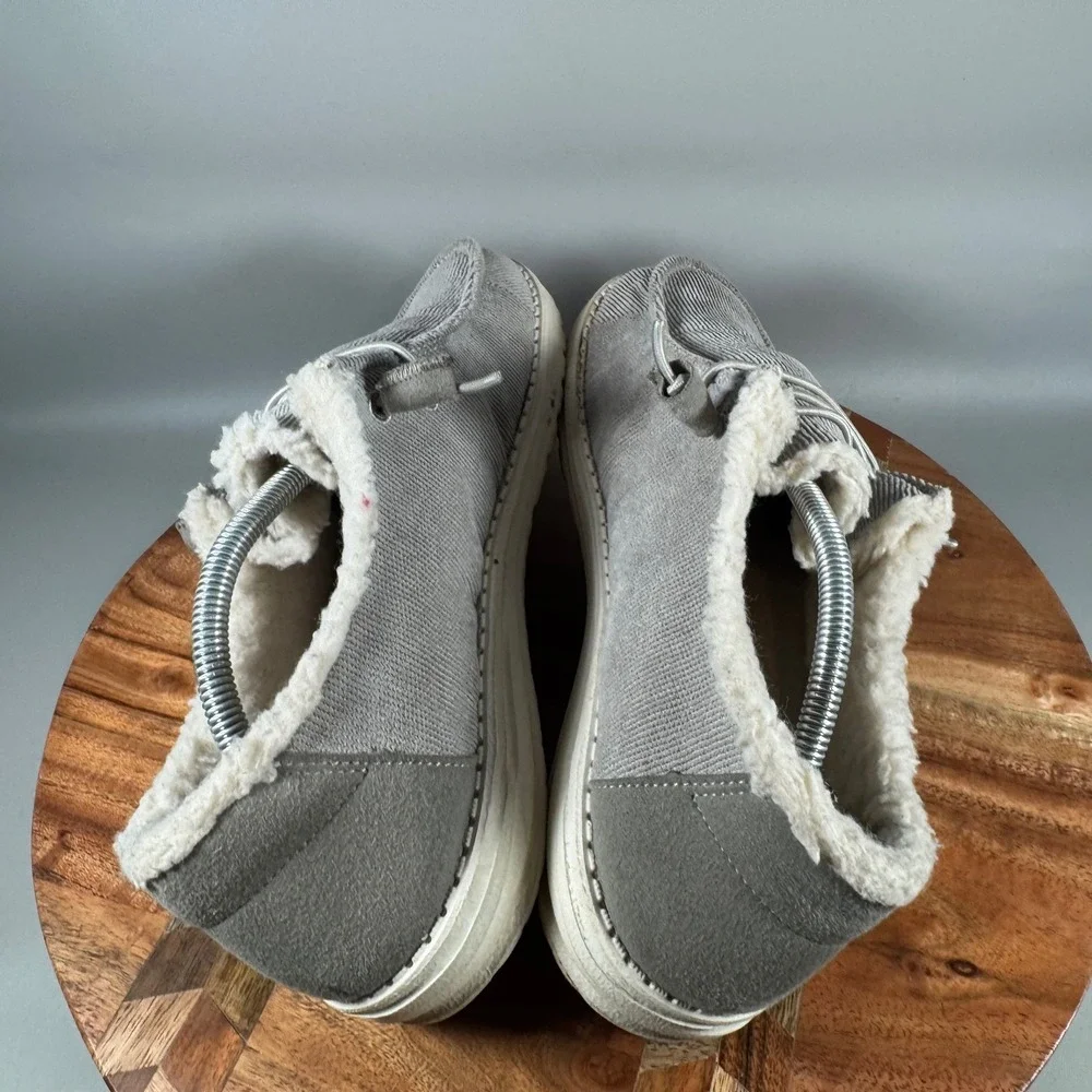 Hey Dude Wendy Corduroy Grey Faux Fur Lined Slip On Loafers Womens 9 121413069